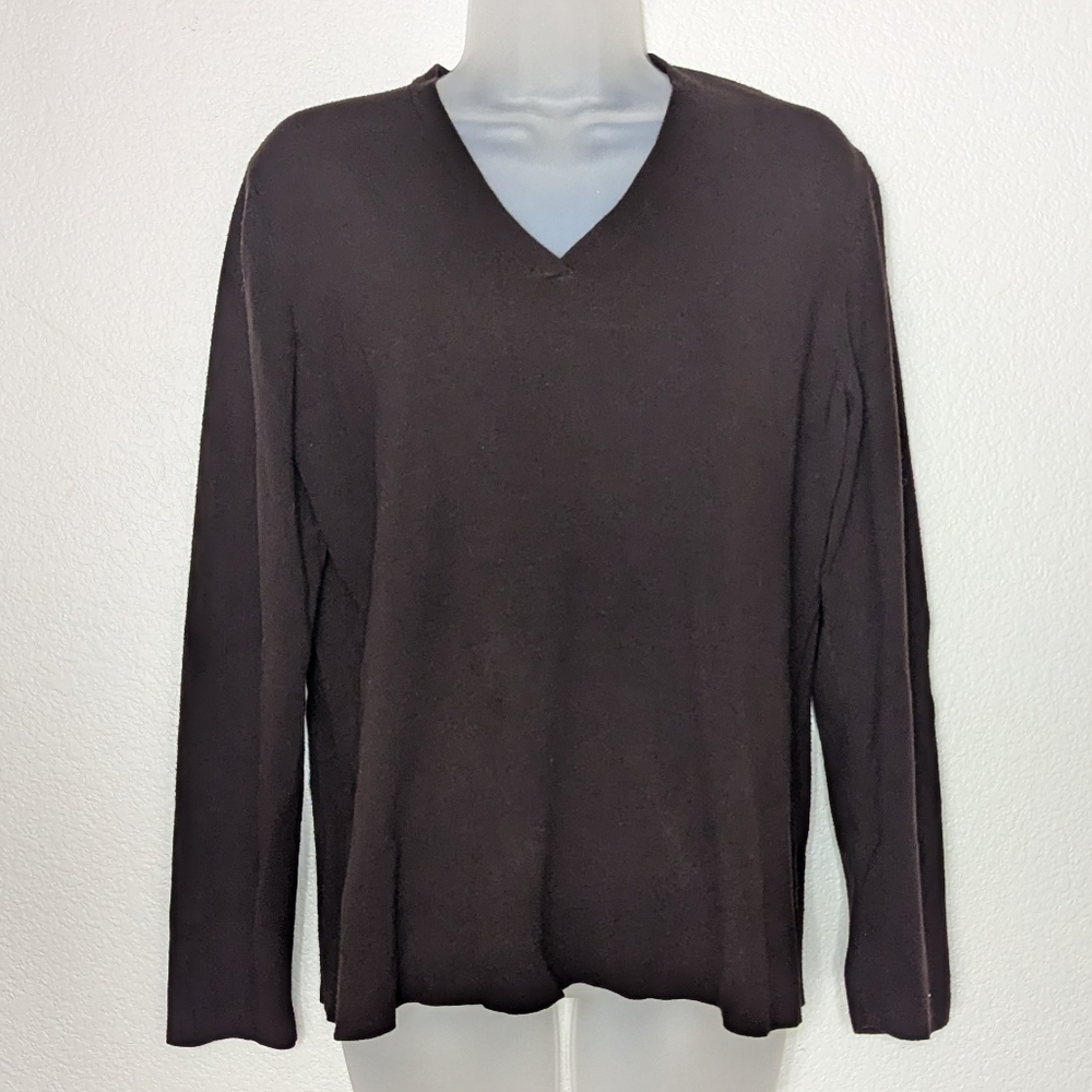 Chico's Sweater Brown V-neck Women's Size 3 (XL)
